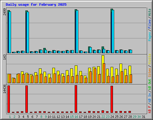 Daily usage for February 2025